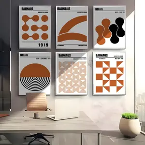 Bauhaus Geometric Art Poster HD Waterproof Art Poster for Home, Bar & Café Decor | Fade-Resistant, Non-Sticky, Vibrant DIY Wall Print Perfect Decorative Poster for Office & Living Room