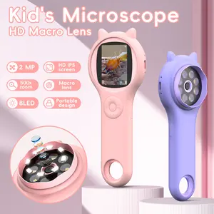 Mini Digital Microscope for Kids 2-Inch Screen 1000x Zoom Fun STEM Learning Toy Great Gift for Boys  Girls Perfect for Children’s Day Christmas Stationery Set Student Painting Supplies Tracing Preschool Books Sticker Tweezers