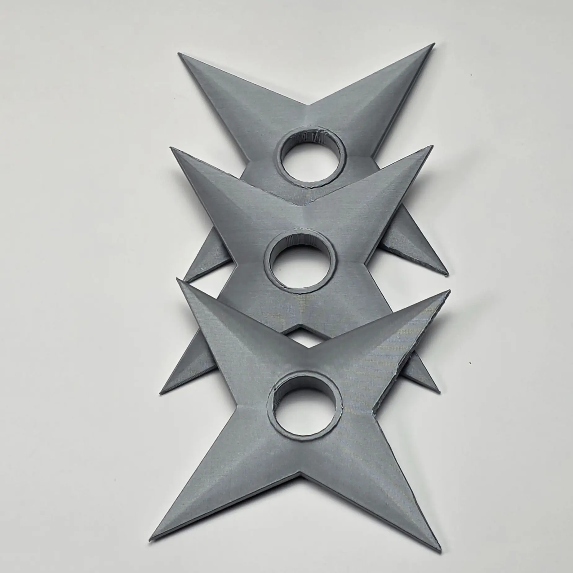 3-Pack 3" Silver Ninja Star Photobooth Props, Anime-Inspired 3D Printed PLA Plastic Fantasy Cosplay Decor Safe Display Prop (Home & Festive Party Accessories)