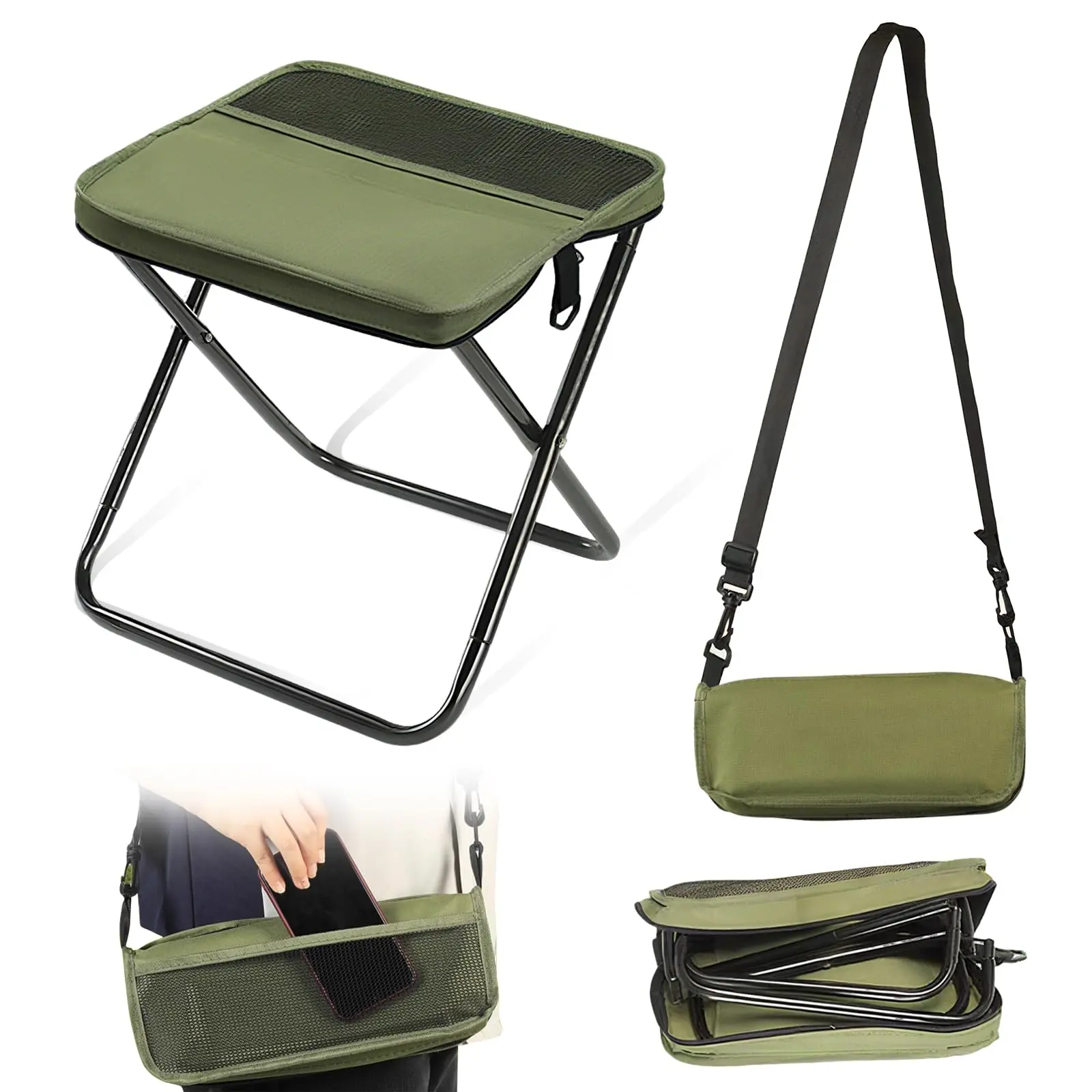 Portable Foldable Backpack Stool for Camping & Outdoor Activities, Collapsible Stool, Lightweight Design, Perfect for Travel & Hiking Use, Folding Camping Stool