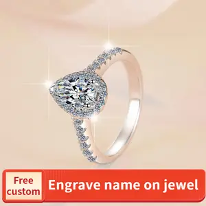 S925 Sterling Silver Ring Water Drop Girl Heart Ring Synthetic Moissanite Ring fashion jewelry accessory woman girl promise ring-161(20%)