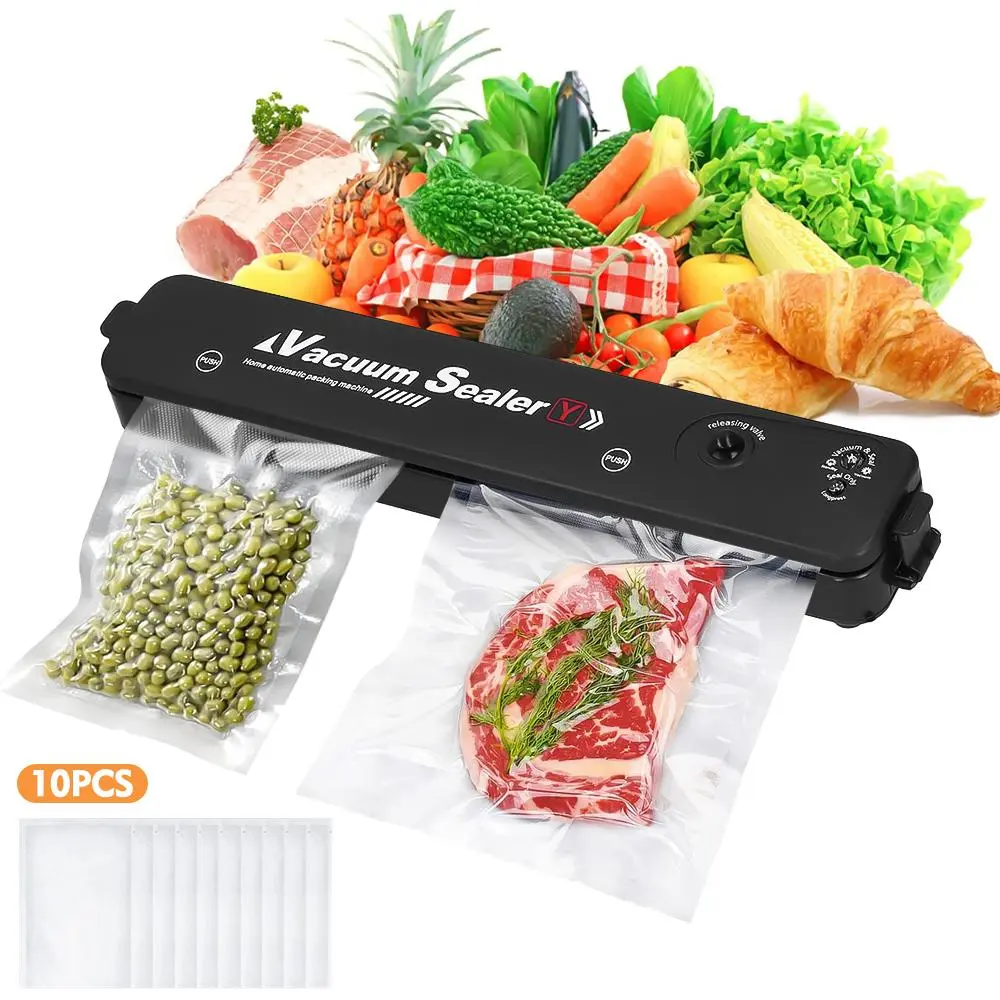 Vacuum Sealer with 10 food bags for Food Storage Dry and Moist Food Modes Compact,Mason Jar Vacuum Sealer