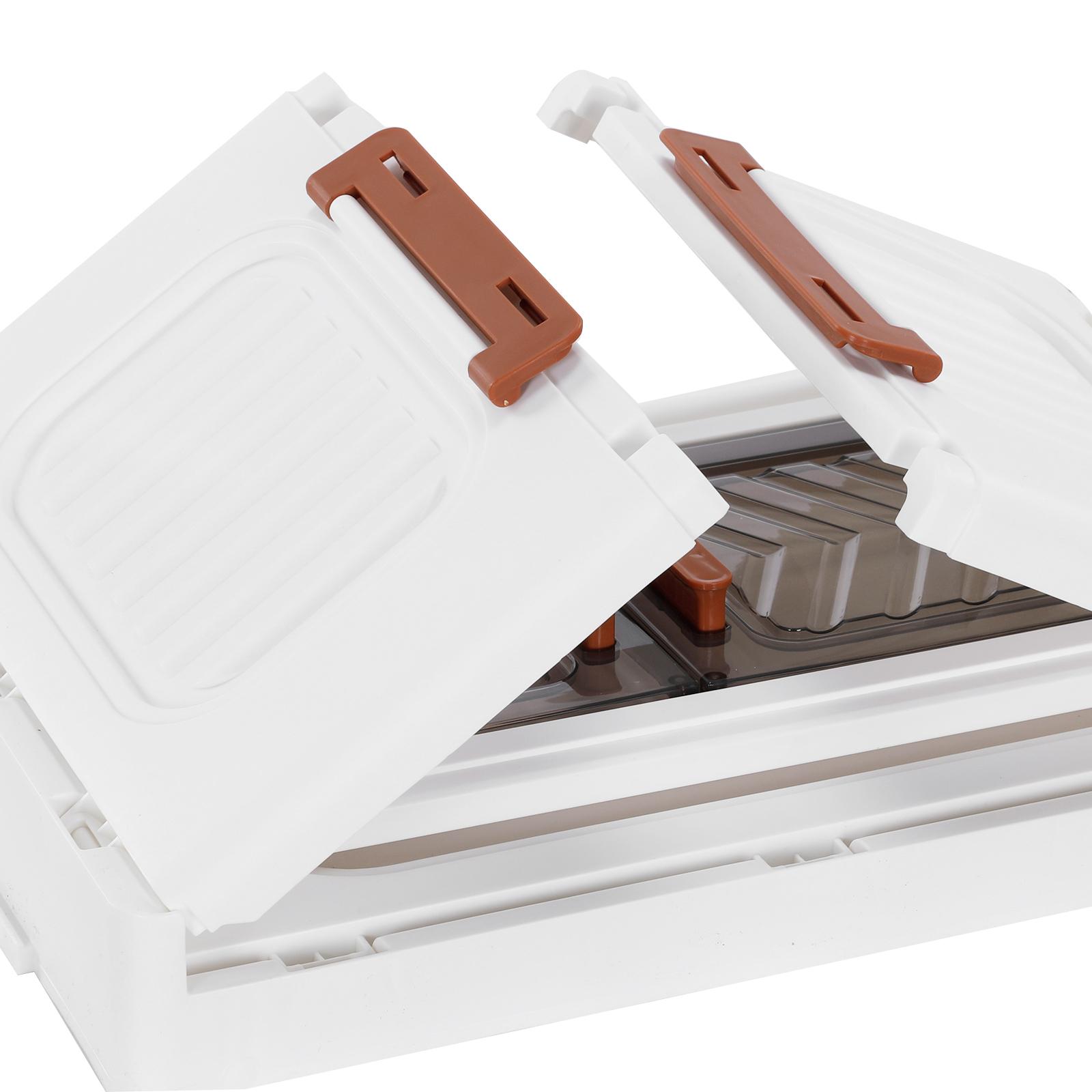 4 Tier Collapsible Storage Bins with Doors & Wheels Stackable Closet Organizers (Clear White)