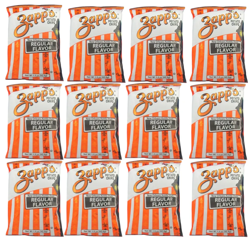 Zapp’s New Orleans Kettle-Style Potato Chips, Regular – Crunchy Chips with a Salty, 1.5 oz Bag, Pack of 12, Bundled By Shoppyway
