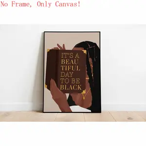 Boho Unframed Style Black Woman Art Wall Prints - Artistic, Modern Art Design, Waterproof Home Decor Posters with Box for Bedroom, Living Room