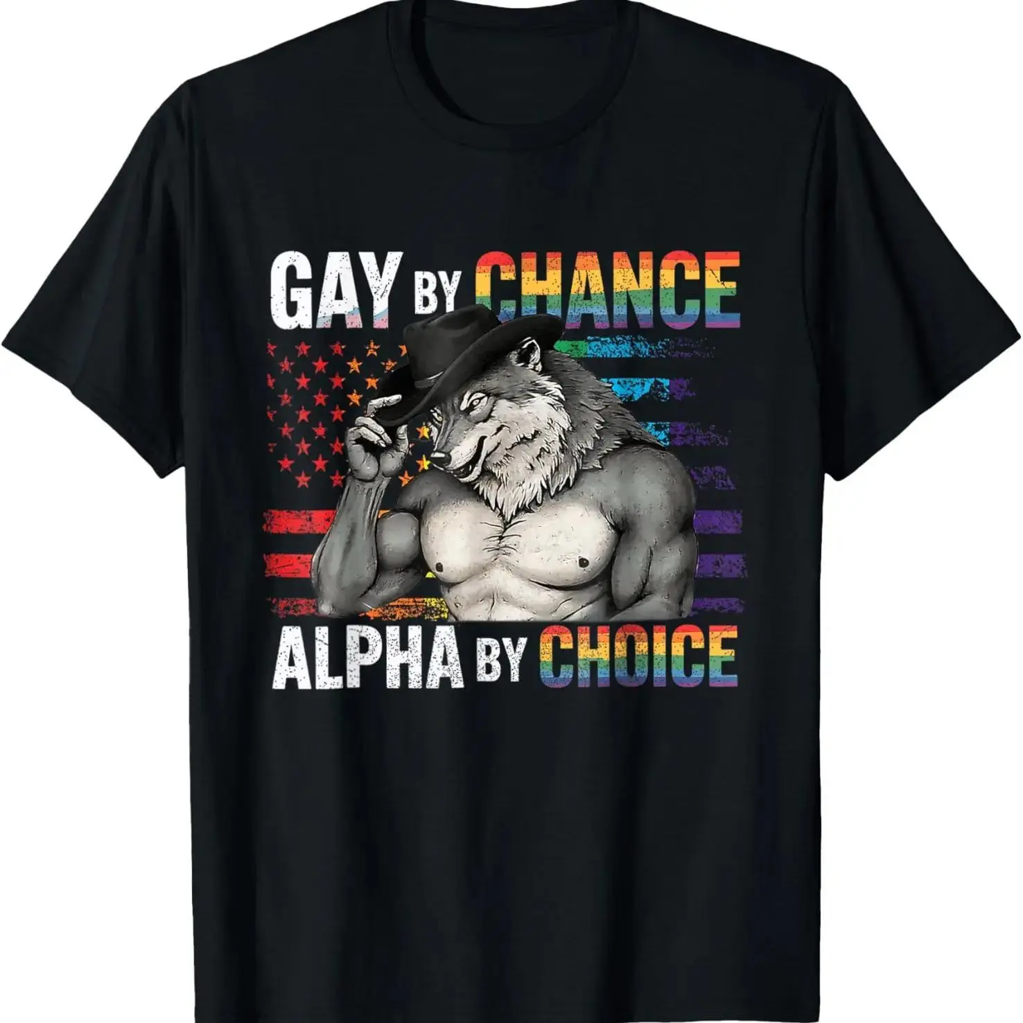 100 Percent Cotton Printed Street Style T Shirt Gay By Chance Alpha Choice Humorous Meme Wolf Alpha LGBTQ T Shirt