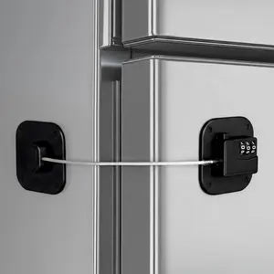 3 Pack Upgraded Refrigerator Combination Lock - Heavy Duty Steel Wire, Chain-Linded Design Easy Install Keyed Cabinet Locks Black Flexible Installation Options