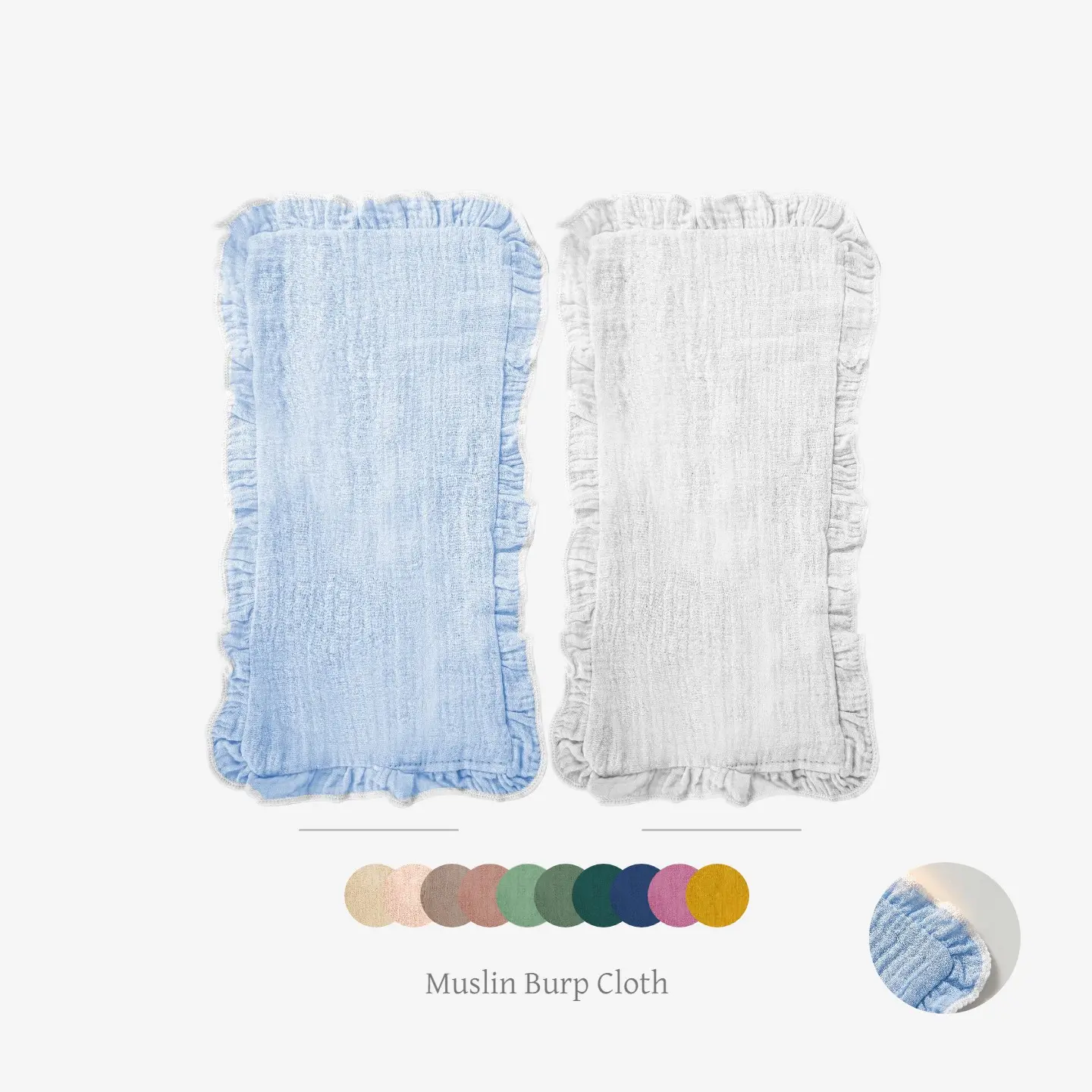Newborn Four-Layer Cotton Burp Cloth, Simple Solid Color Wavy Edge, Soft Breathable, Absorbent Durable, Baby Daily Care, Face Washing, Bathing, Burping