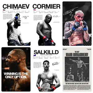 UFC legendary champion canvas poster, Jon Jones, Khabib, Hamzat Chimaev, Nurmagomedov, Oliveira fighter signature style print, MMA legendary collection, men's gym, bedroom, or dorm decor, a must-have collectible for MMA enthusiasts