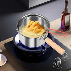 Deep Fryer Pot Stainless Steel Deep Fryer with Basket and Handle Portable Fry Pot with Lid Oil Saving Small Deep Fat Fryer for Frying Fish Shrimp Chicken and Fries