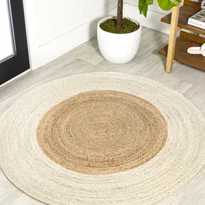 JONATHAN Y Oceana Two-Tone Boho Jute Circle Indoor Area Rug; for Living Room, Kitchen, Bedroom, Dining Room, Office