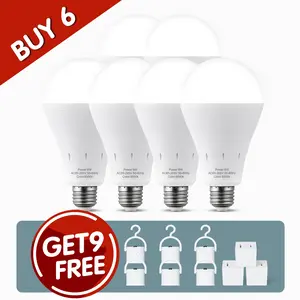 RELAMPBOL 6PK Rechargeable Emergency Light Bulbs, 60W Equivalent, 9W E26 3000K Warm Light/ 6000K White Daylight 800Lumens 1200mAh Battery Backup Emergency Light Bulbs for Home Power Outage Hurricane Camping