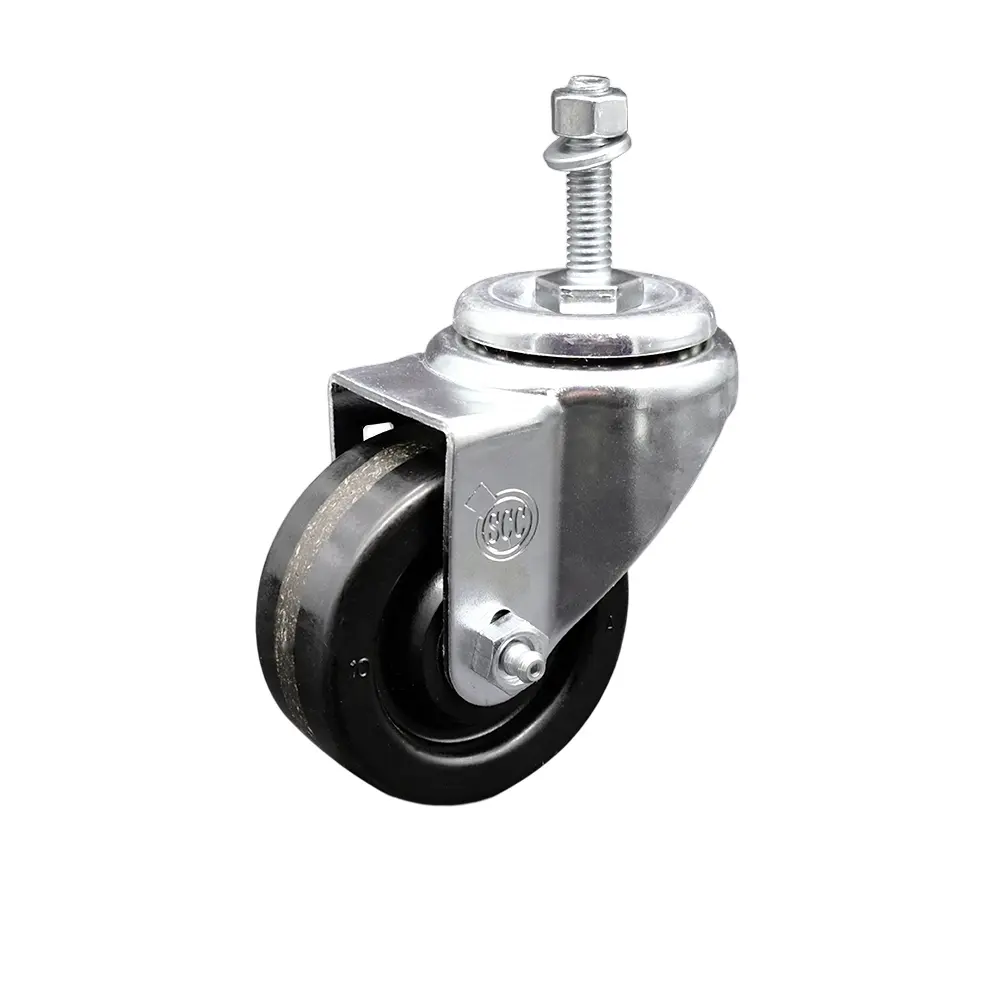 Service Caster SCC-TS20S3514-PHS-381615 Phenolic Swivel Stem Mount Caster with Ball Bearings, 3.5x1.25 in Black Wheel, 0.38 in Stem, 300 lbs Load Capacity, Floor Safe for Carts/Equipment in Industrial Material Handling