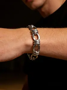 Vintage Stainless Steel Chunky Chain Bracelet for Men, Minimalist Punk Style for Casual Street Wear and Parties, Unique Fashion Accessory, Punk Style Jewelry