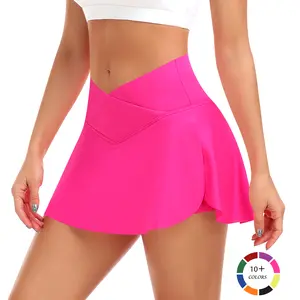 JoyGirl Women's Plain Pocket Sports Skirt Pleated Tennis High Waist Crossover 2-in-1 Skort Girls Gym Yoga Workout Running Athletic Golf Skorts Ladies Summer Sportswear