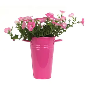 212 MAIN Rustproof Enameled Galvanized Steel Vase - Hot Pink Enamel-Painted Home & Garden Decor for Garden Pots, Planters
