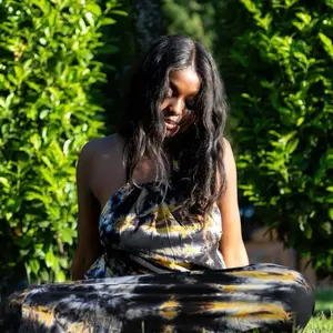 Black East African Halter Dress Backless Deras with Unique Patterns and Flowing Design