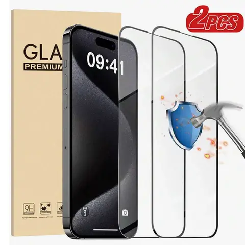 2 pcs 9H Hardness Tempered Glass ScreenProtector Compatible With iphone 17/18Pro Max15/16e/14Plus/13/12/11Pro Max/X/XsMax/XR