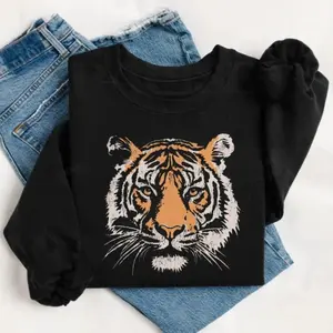 Easy Tiger Sweatshirt - Vintage Graphic Pullover, Unisex  Retro Boho Crewneck, Soft Aesthetic Tiger Sweater, Gift for Him or Her - Crewneck