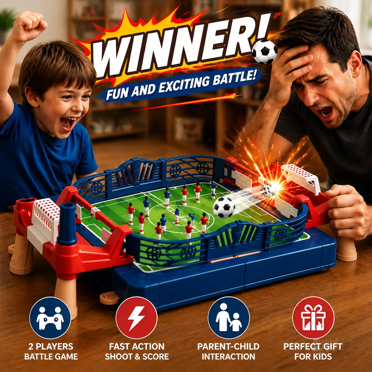Mini Foosball Table Game, 2 Player Interactive Table Soccer Game, Fast-Paced Arcade Football Toy, Parent-Child Battle Game for Kids Age 6-12, Birthday Gift