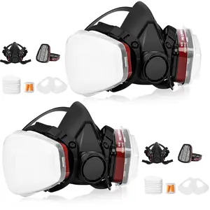 2 Pack Respirator Masks with Filters - Reusable Half Face Dust Masks,Paint Respirator Mask for Chemicals Epoxy Resin Spray Painting Organic Vapor Gas Welding Sanding Polishing