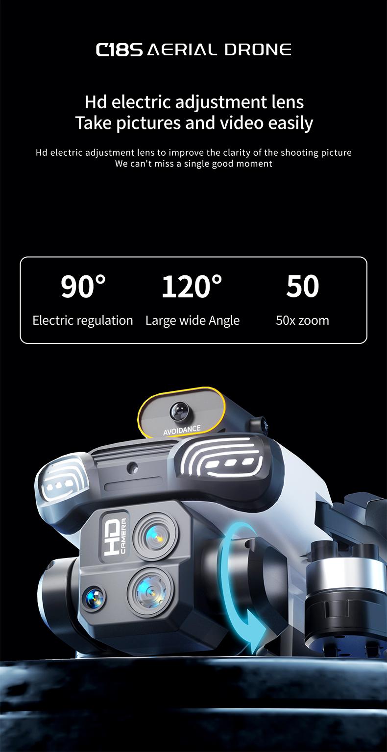 Aerial Drone C18s Pro 2026 - GPS Positioning, 4K UHD EISCamera, 5G WiFi FPV, Brushless Motors, Optical Flow Hover,Intelligent Obstacle Avoidance, Auto Return, 360° Stunt Roll,Two Batteries