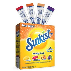 Sunkist Zero Sugar Variety Pack Singles-to-Go Powdered Drink Mix, 30 Count Packe