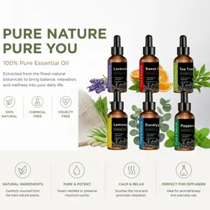 Scented Diffuser Oil | 100% Natural Essential Oil Set - 6 Pack (6*10ml) Therapeutic Grade Natural Oils for Diffuser, Massage, Skin Care & Sleep. Includes Lavender, Eucalyptus, Tea Tree, Peppermint, Sweet Orange, Lemongrass. Ideal Gift