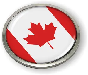 Canada Flag 3D Domed Emblem Badge Car Sticker Chrome Round Bezel