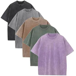 3/5 PCS Women Cotton T-Shirts Oversized Half Short Sleeves Casual Loose Soild Streetwear Tops, Unisex Retro Street T-Shirts, Loose Fit Acid Washed