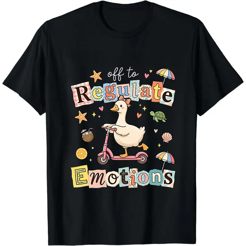 Off To Regulate Emotions Shirt, Summer Goose Shirt, Therapist Gift, Mental Health Shirt, Summer Vibes Tee, Positivity Shirt