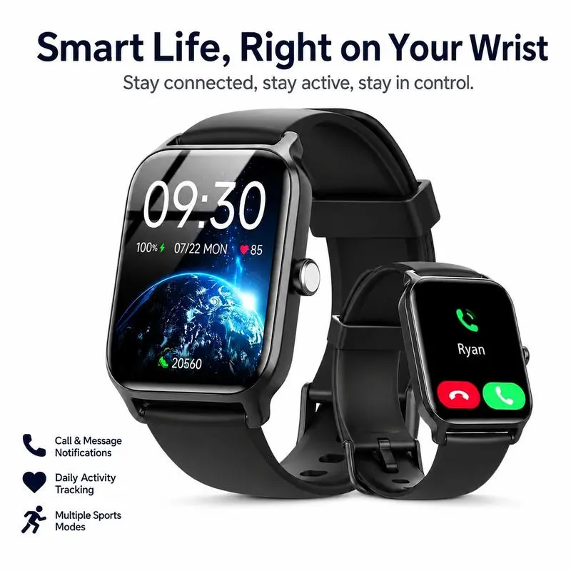 Smart Watch for Men & Women, 2.01" Touchscreen Digital Watch with Basic Step Counter, Daily Activity Display, Notification Reminder, Lightweight Sports Style, Compatible with iOS & Android,back to school,back to school haul