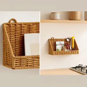 Woven Basket, Multipurpose Rustic Large Capacity Hanging Wall Basket Kitchen Organizer Woven Basket, Multipurpose Rustic Large Capacity Hanging Wall Basket Kitchen Organizer