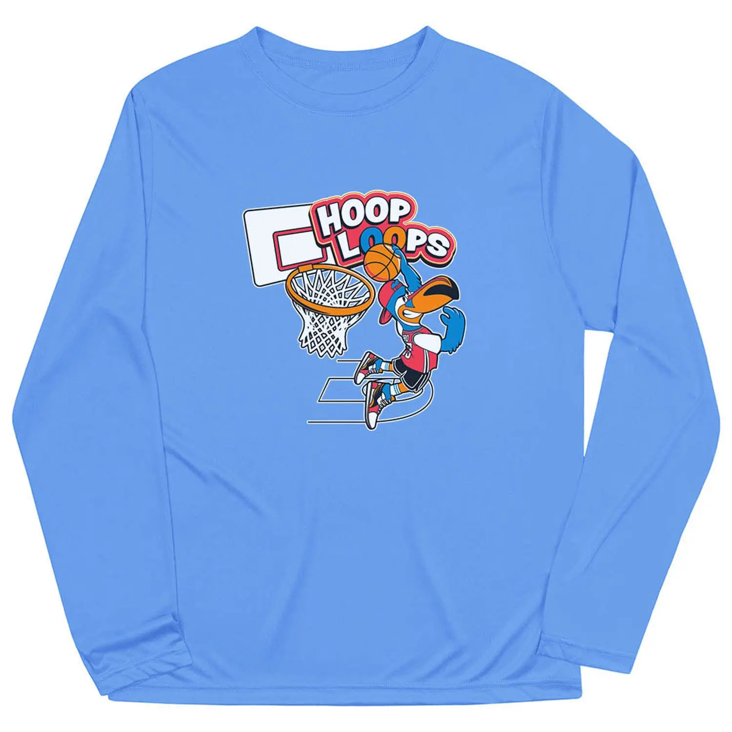 Basketball Long Sleeve Performance Tee with Hoop Loops - Fitness Activewear for Sports Training