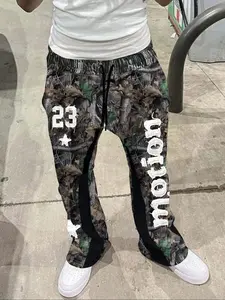 Men's Casual Sports Pants, Camo Elements, Digital Stars & Letters Print, Comfortable Fabric, Versatile for Outdoor Fashion
