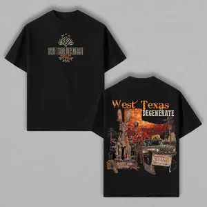 Treaty Oak Revival West Texas Degenerate, Vintage Heavy Cotton Oversize Unisex Country Rock Band T-Shirt, Retro Bar Cowboy Music Streetwear Top, 90s graphic tees