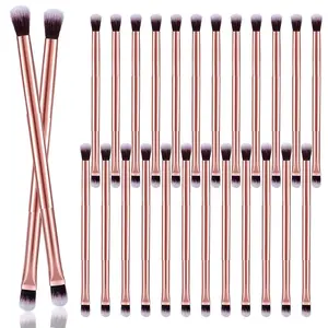 24 Pcs 2 in 1 Double Ended Eyeshadow Smudge Concealer Brush Small Soft Firm Pointed Under Eye Foundation Makeup Applicator for Blending Eye Shadow Liner Rose Gold