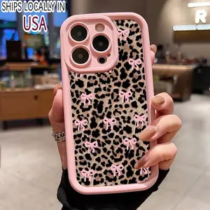 Fashion Leopard-print Bow Pattern Phone Case, Shockproof Phone Protective Cover, Phone Accessory Compatible with iPhone 17 16 15 14 13 12 11 Plus Pro Max