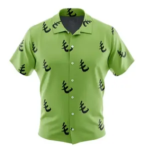 Green Pattern Saitama One Punch Man Hawaiian Shirt | Cool Summer Anime Vibes for Men & Fans