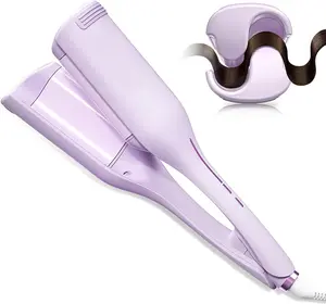 Anti-Scald Hair Crimper, 2 Barrel lonic Wavy Hair Curler for Women, 1.4 inchFast Heating Curling Wand, 4 Temp Ceramic Hair Waver, Crimper Hair lron