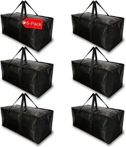 6-Pack Heavy Duty Large Multi-Purpose Ziplock Storage Bags, Sturdy Organizer Totes with Strong Zipper & Comfortable Handles, Portable Organizer for Family Room Clothes Packing & College Supplies
