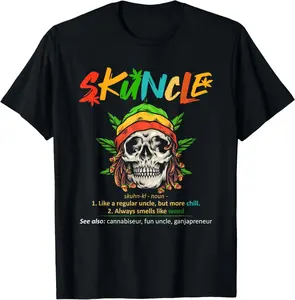 Men's Letter "Funny Retro Vintage Uncle Skunkle Weed Smoker" Print Round Neck Tee, Regular Fit Casual Short Sleeve T-shirt For Summer, Men's Top For Daily Outdoor