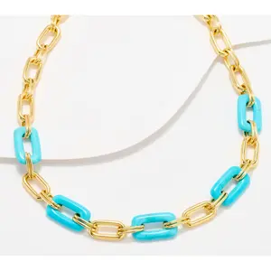 David Markstein Bronze Rectangular Link Gemstone 18" Necklace