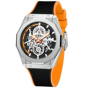 Watch for Men Mechanical Automatic Skeleton Watch 100M Waterproof Sapphire Movement 42 Hours Power Storage Fluorine Strap