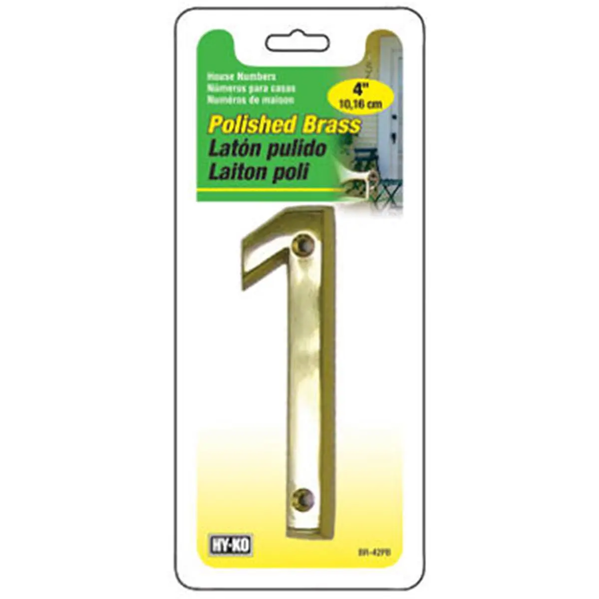 Hy-Ko 212 MAIN Prestige Series 4 in. Solid Metal Polished Brass House Numbers, 1-Pack of 3, Weather Resistant Waterproof Outdoor Signage, Easy-Install Surface Mount Home Decor Plaques