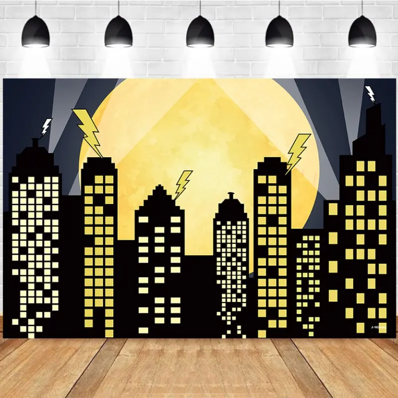 Photography Background Moon Lightning Building City Night Boy Birthday Party Photo Studio Backdrop