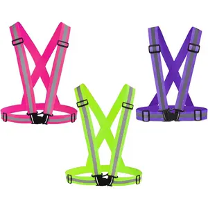 Reflective Vest Running Gear 3Pack, Adjustable Safety Vests High Visible Reflective Belt Straps