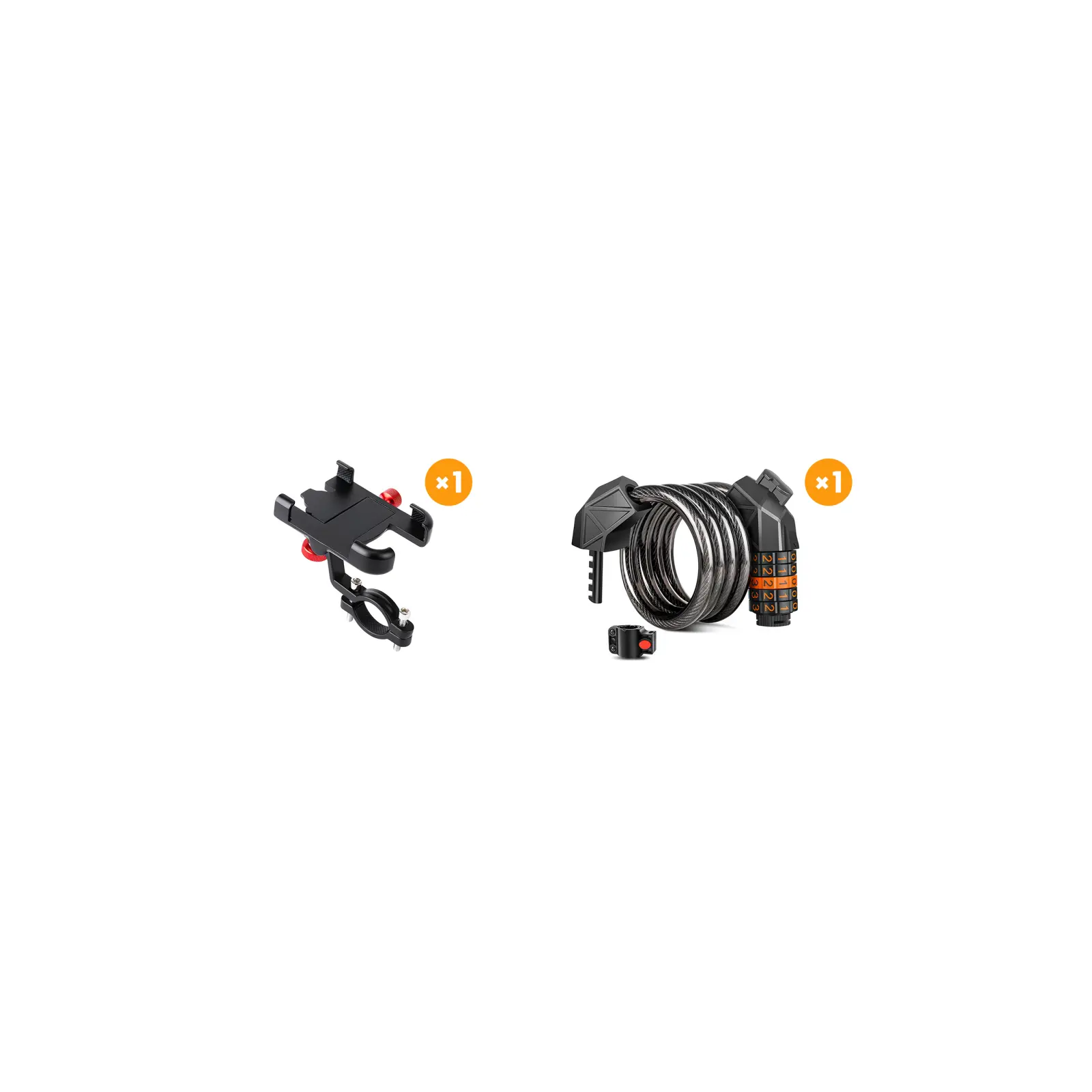 Heavy-Duty Bike Lock Set with Security Cable and Mount to Attach to Bike, Includes Universal Integrated Phone Holder for Cyclists