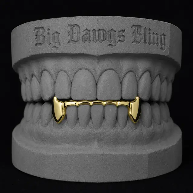 14K Gold Plated Bottom Lower Fangs Bridge Grillz 14K Gold Plated Bottom Lower Fangs Bridge Grillz