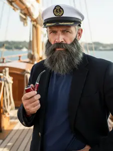3pcs Sailor Costume Set Includes Hat Fake Pipe Wearable Beard, Perfect for Festivals Parties Music Festivals Birthday Gifts